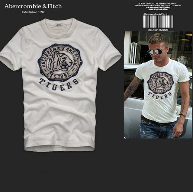 Abercrombie Fitch Hombres De Cuello Redondo Con Gente Fotos Corto Remera AF5695